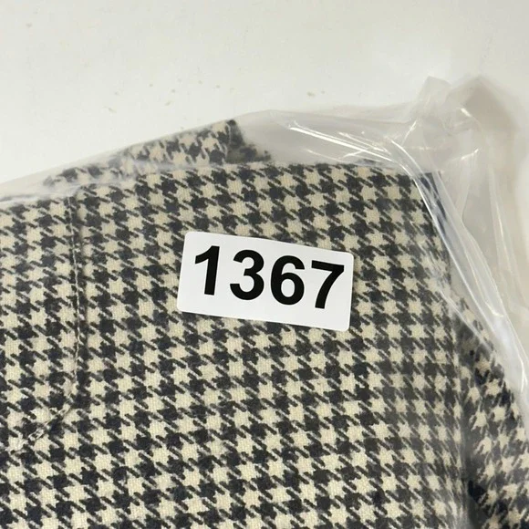 Vintage Polo Ralph Lauren Flannel Shirt Large Beige Houndstooth Loop Collar Camp